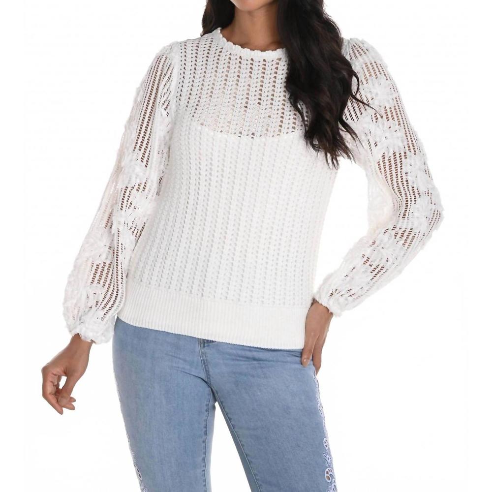 NEW FRANK LYMAN women's long sleeve knit sweater top in white